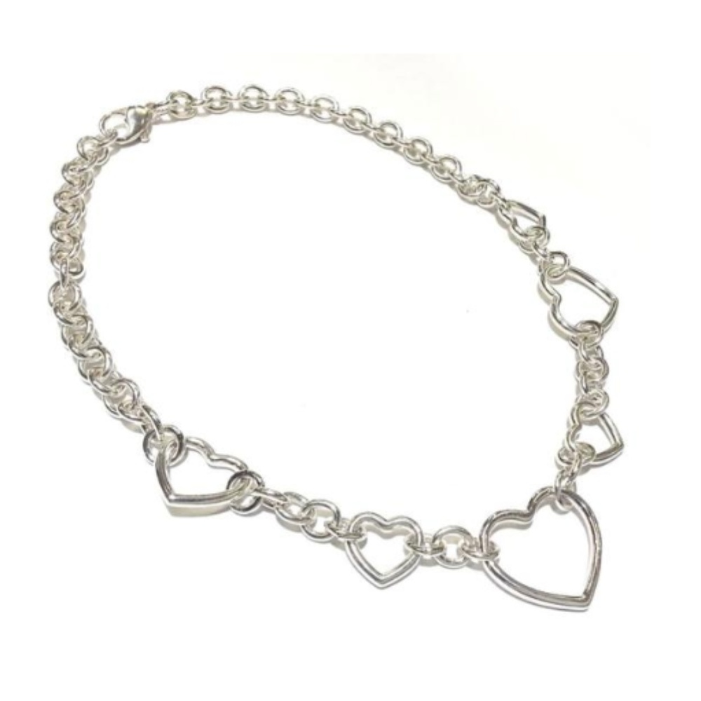 Tiffany and Co Multi-Heart Link Silver Necklace